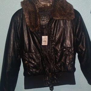 Faux leather & fur jacket